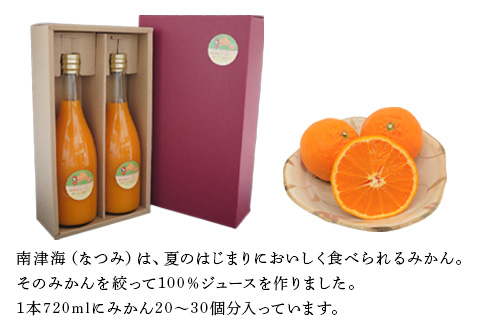 南津海(なつみ)100% 720ml×2本セット みかんジュース 飲料 飲み物 ソフトドリンク 蜜柑 ミカン オレンジジュース