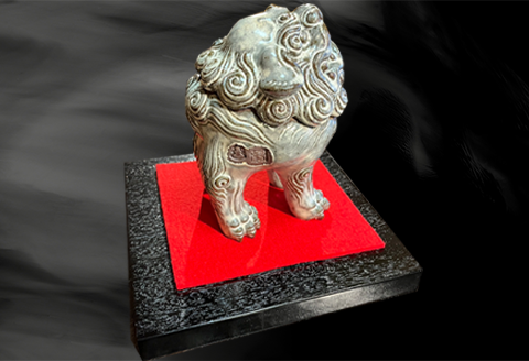 唐津焼 獅子香炉 粉引 三代中野霓林作 一点物