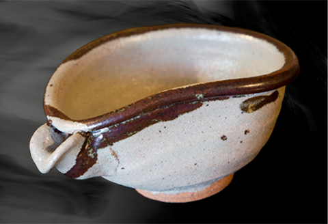 唐津焼 絵唐津(皮鯨) 片口 三代中野霓林作