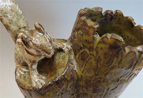 唐津焼 リスの花入れ(木箱付) 花器 インテリア 置物