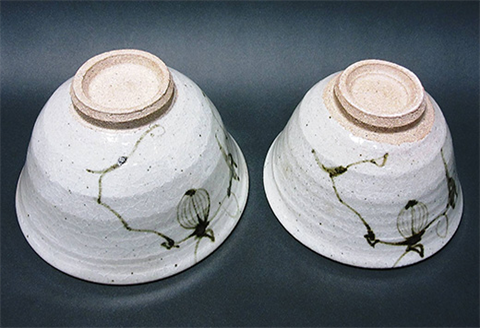 唐津焼 絵唐津夫婦飯碗(からすうり) お祝い 結婚 ペア 茶碗 ギフト