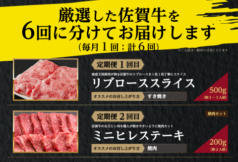 「定期便全6回」 佐賀牛づくし 寄附翌月から発送 (合計2.7kg) A5～A4等級 ギフト 贈り物