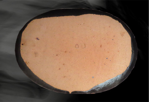 唐津焼  黒唐津陶板(隋円形) 三代中野霓林作 黒唐津 皿 盛り皿