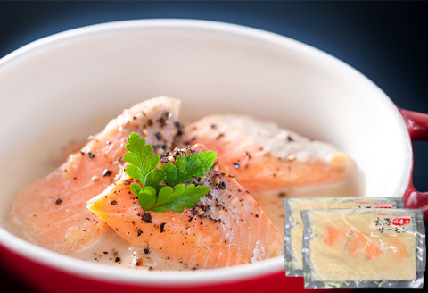 玄海サーモンづくし(刺身用切身80g×2P 漬け70g×2P クリーム煮100g×2P) おさかな村 刺身 漬け丼 パスタ