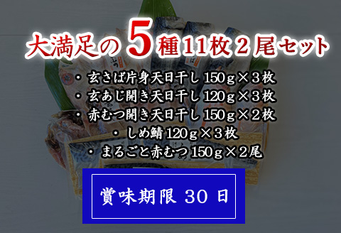玄あじ玄さば釣り赤むつとしめ鯖のご馳走セット 5種11枚2尾 セット 干物 しめ鯖 まるごと おかず ギフト 昭徳