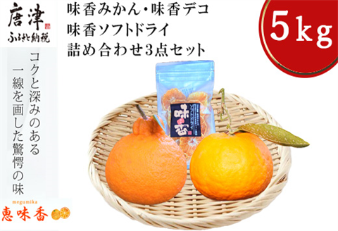 皮丸ごと食べることのできる味香みかん・味香デコ・味香ソフトドライ詰め合わせ３点セット (合計約5kg) フルーツ 果物 デザート 柑橘