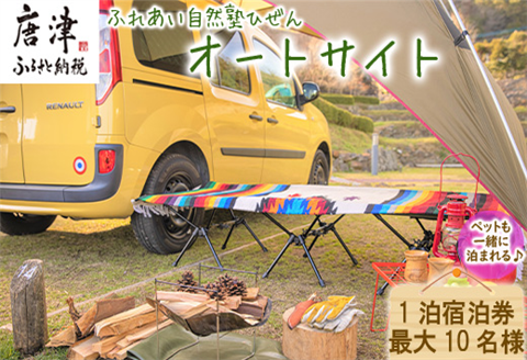 ふれあい自然塾ひぜん オートサイト 1泊宿泊券(最大10名) キャンプ アウトドア 宿泊