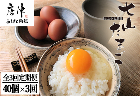 「全3回定期便」放し飼い！七山のたまご MLサイズ相当 (40個×3回) 合計120個 冷蔵 卵 玉子 平飼い 佐賀県唐津産