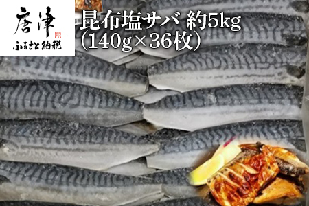 昆布塩サバ詰合せ 約140g×36枚(合計約5kg) HACCP衛生管理 鯖 さば 切身 焼き魚 簡単 おかず