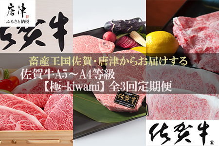 「定期便全3回」 佐賀牛 極-kiwami- 寄附翌月から発送 ステーキ各種(2.35kg) ももスライス(400g) A5～A4等級 ギフト 贈り物