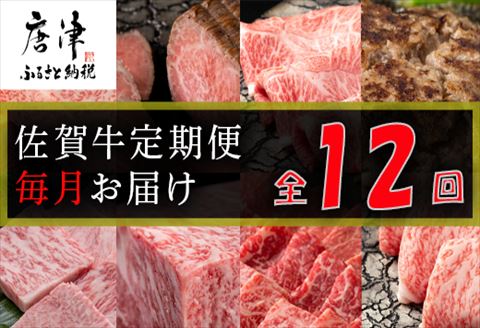 【定期便全12回】佐賀牛定期便「サーロイン(2回)・ローストビーフ(3回)・肩ロース・ハンバーグ(2回)・ロースブロック・カルビ(ロース)・カルビ(モモ)・しゃぶしゃぶ(ウデ)」 毎月発送いたします!