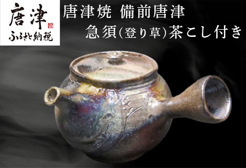 唐津焼 備前唐津 急須(登り草) 茶こし付き 茶器 きゅうす 日本茶 緑茶 ティーポット 食器 ギフト