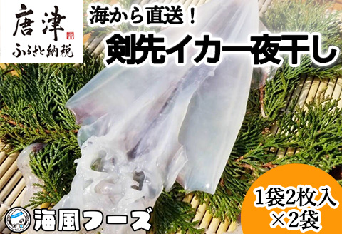 海から直送！剣先イカ一夜干し1袋2枚入り(200ｇ)×2袋 いか おつまみ 干物 酒の肴