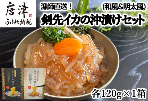 『先行予約』【令和8年7月上旬より順次発送】新鮮！漁師直送！剣先イカの沖漬け(和風&明太風)セット 各120g×1箱  漁師飯 肴 おつまみ ご飯のお供 ギフト