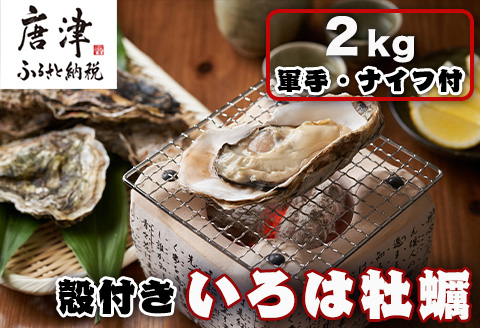 『先行予約』【12月中旬より順次発送】唐津産 殻付きいろは牡蠣 2kg(軍手・ナイフ付)期間限定 産地直送 殻付き 牡蠣 カキ 殻付き牡蠣 佐賀県 海鮮 BBQ 加熱用 お取り寄せ 贈り物 冬ギフト ギフト
