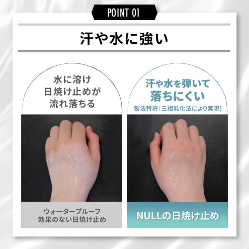 ウォータープルーフ 日焼け止め ジェル ヌル メンズ 男性 美容