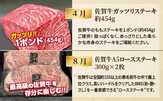 佐賀牛ステーキ食べ比べ【４月・８月・１２月】 _f-91
