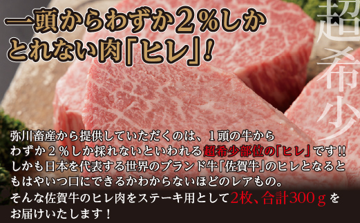 【定期便６回】佐賀牛 ヒレステーキ 300g×6回 偶数月発送 年6回 黒毛和牛 _g-9