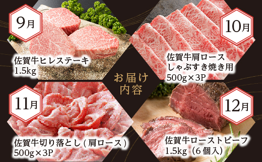 j-2【定期便12回】肉の定期便 極選佐賀牛 毎月配送 全12回