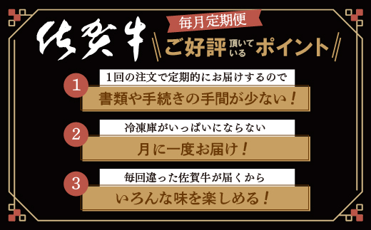 i-6【定期便12回】厳選 佐賀牛 食べ比べ 毎月お届け 月替り 佐賀牛定期便 全12回