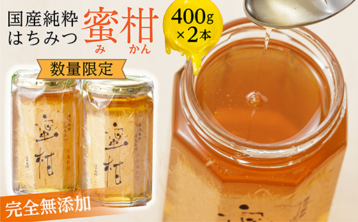 b-172 【新蜜】国産純粋蜂蜜（はちみつ） 蜜柑（みかん）400g×2本