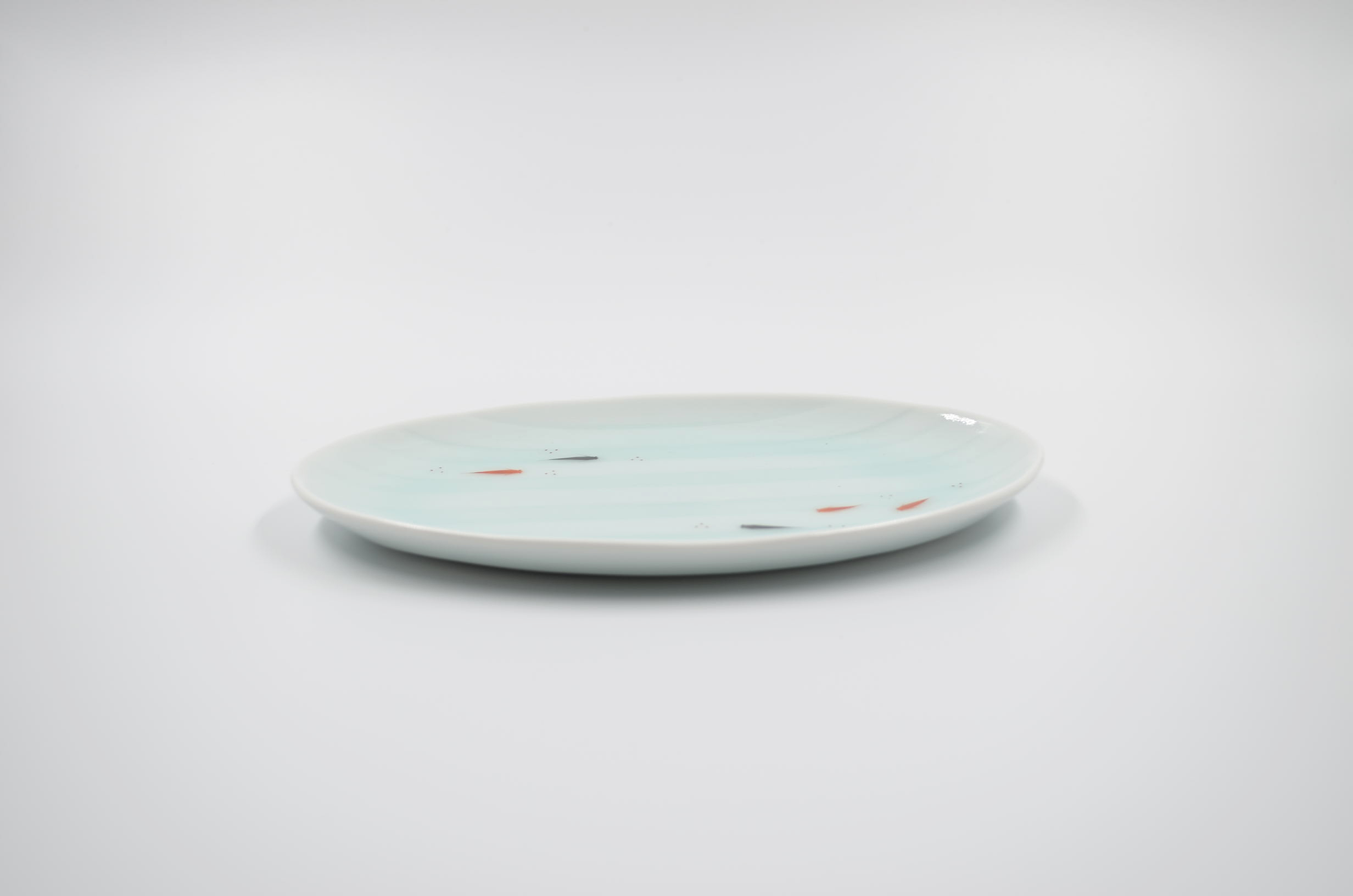 青白磁メダカ十草楕円皿　023-H1219