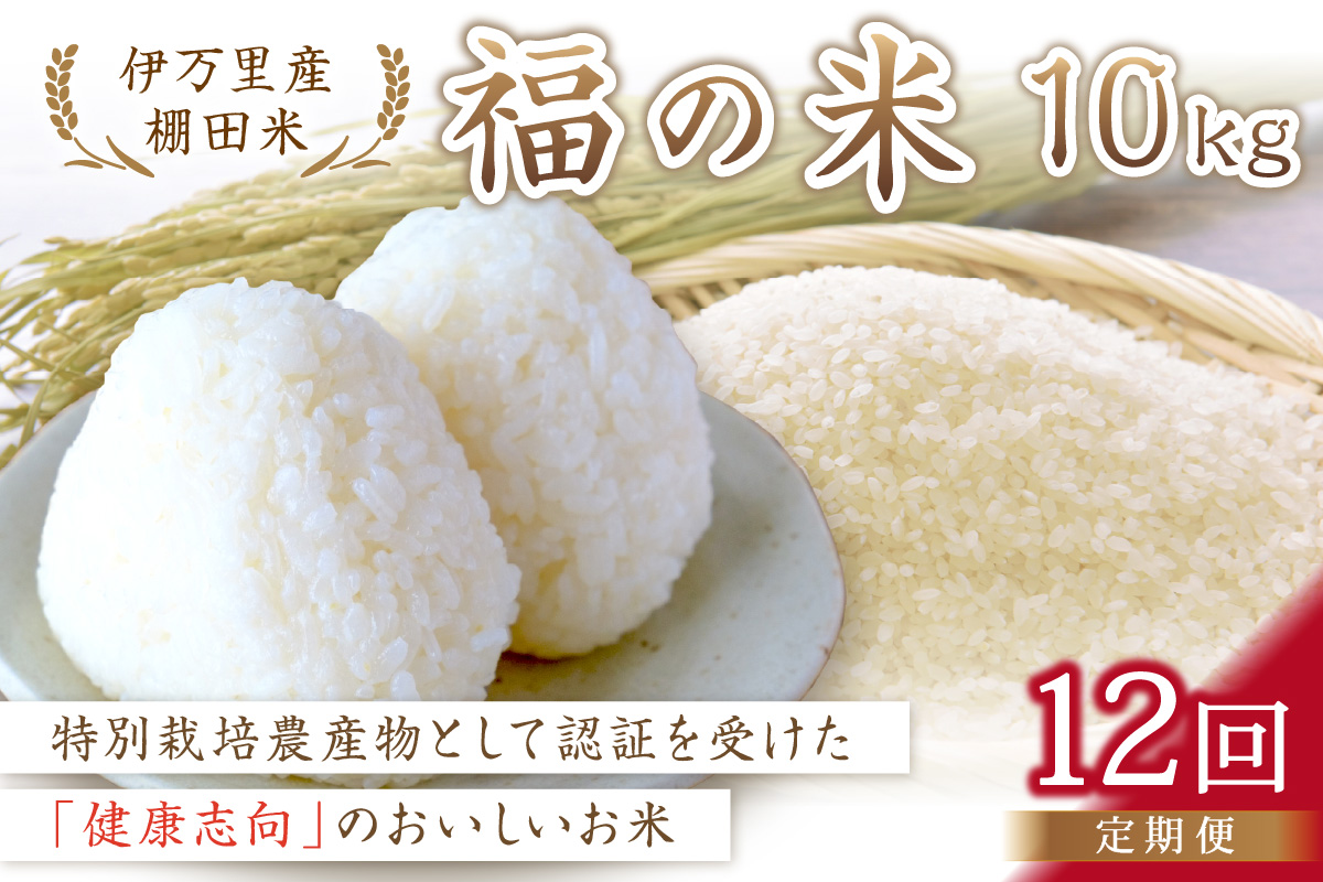 【10月から順次発送】 令和6年産 特別栽培 棚田米「福の米」 10kg×12回 （定期便） 999-B677