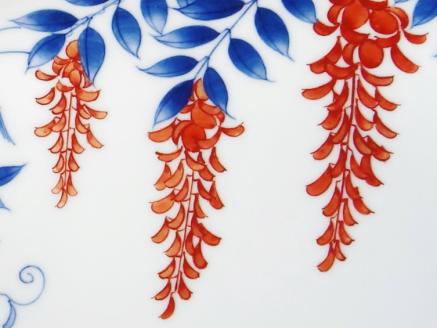 市川光山窯「色鍋島藤文蛤皿」 022-H1000