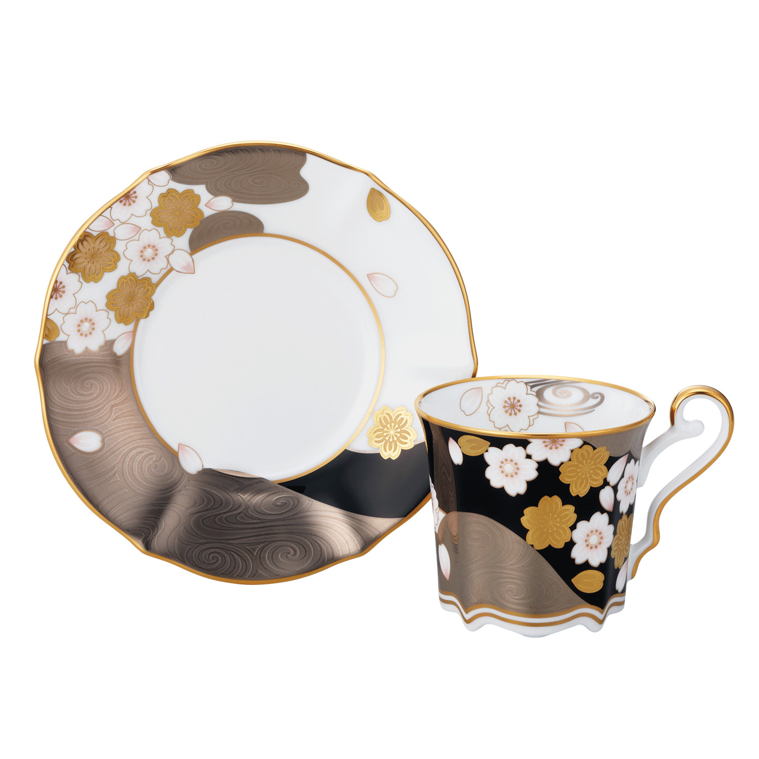 あやみなも コーヒーカップ&ソーサー（夜桜金銀彩） 058-H1119