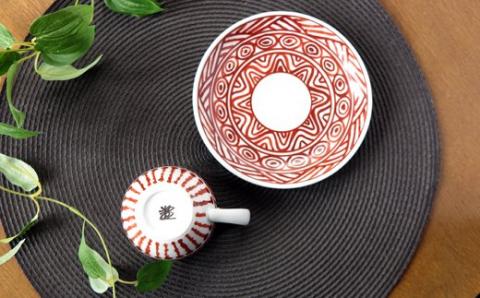 【伊万里焼】伊万里陶苑 朱三島珈琲碗 070-H604