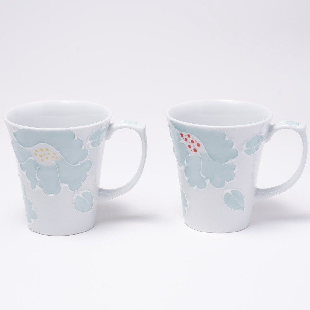 【伊万里焼】一珍釉彩花文ペアマグカップ 032-H615