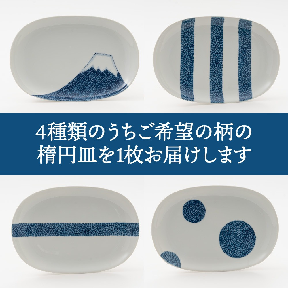 【伊万里焼】縁起物 濃タコ唐草 楕円皿1枚 056-H623