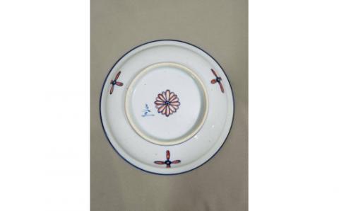 【伊万里焼】黄巻 市松紋様丸七寸皿 035-H630