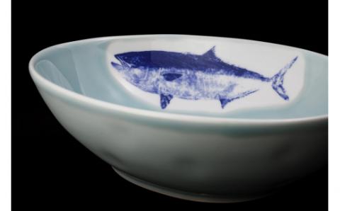 【伊万里焼】青磁染付平政カレー皿（2枚セット） 035-H678