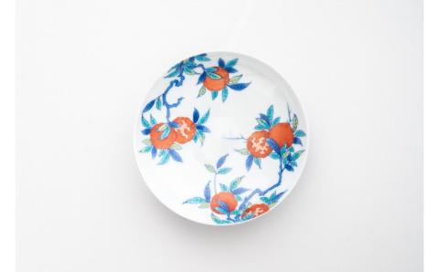 【伊万里焼】色鍋島柘榴文5寸高台皿 023-H804