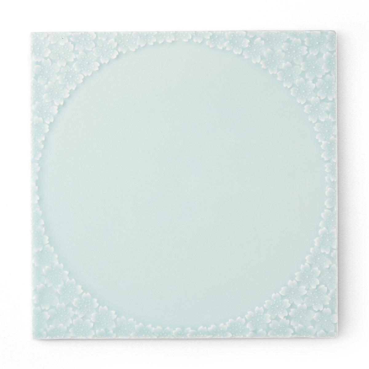 【伊万里焼】モイスト 桜彫 スクエアプレート 028-H1186