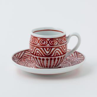 【伊万里焼】伊万里陶苑 朱三島珈琲碗 070-H604