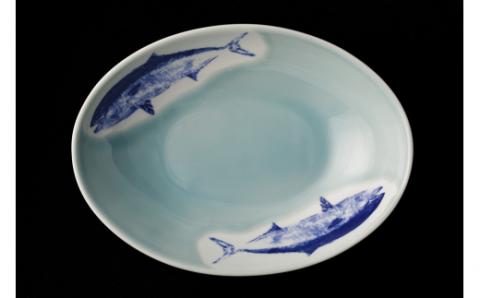 【伊万里焼】青磁染付平政カレー皿（2枚セット） 035-H678