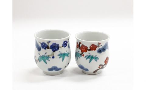 【伊万里焼】松竹梅柄 茶碗 湯呑 セット 032-H708