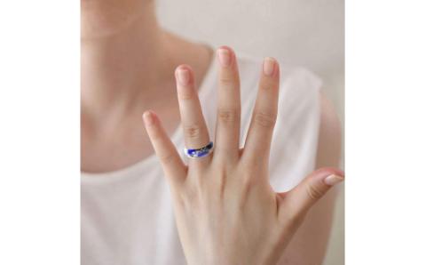 伊万里焼強化磁器指輪（白金彩貫入市松瑠璃色）【要選択】 029-H772