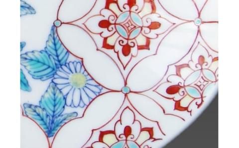 市川光山窯「色鍋島七宝菊文蛤皿」 022-H999