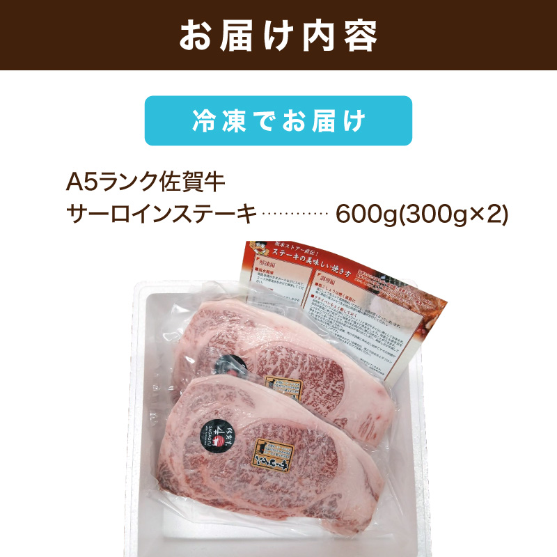 佐賀牛サーロインステーキ 600g（300gｘ2パック） 212-J1793