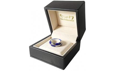 伊万里焼強化磁器指輪（白金彩貫入市松瑠璃色）【要選択】 029-H772