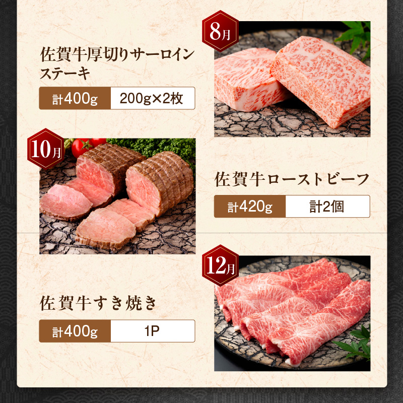 【発送月固定 定期便】肉の定期便！ 厳選 佐賀牛 隔月お届け（偶数月）全6回 999-J1170