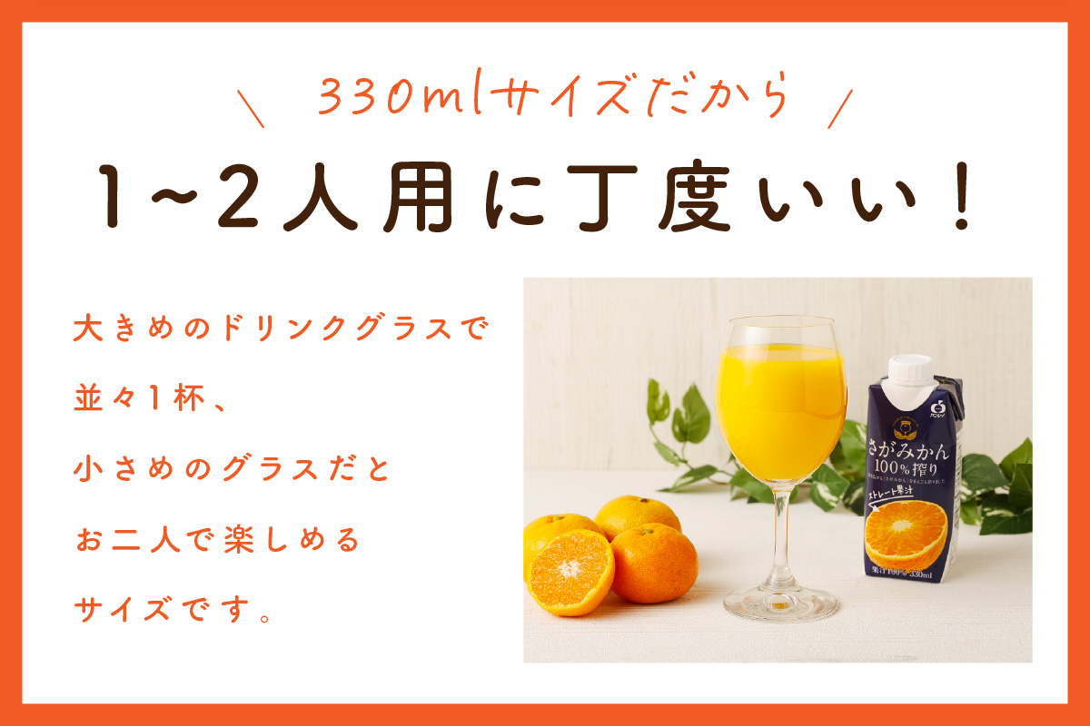 【佐賀県産温州みかん使用】 みかんジュース さがみかん100%搾り 330ml×12本 173-A055