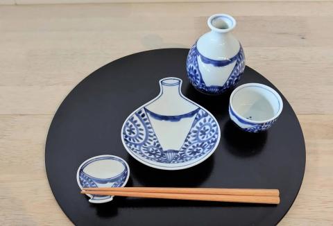 伊万里焼 扇割タコ唐草晩酌セット 165-H1070