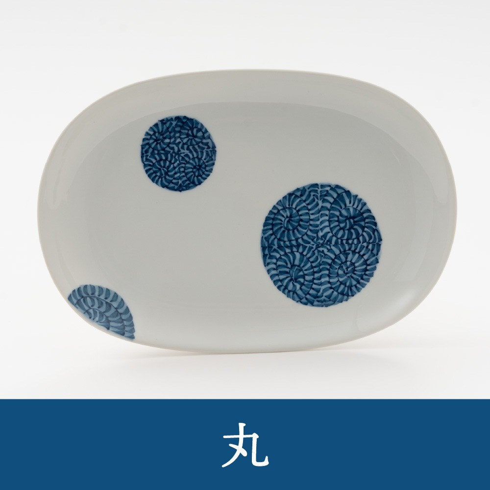 【伊万里焼】縁起物 濃タコ唐草 楕円皿1枚 056-H623