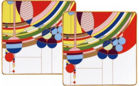 フランク・ロイド・ライト デザイン テーブルウェア（マーチバルーンズ）15cmスクエアプレートペアセット 058-H1021