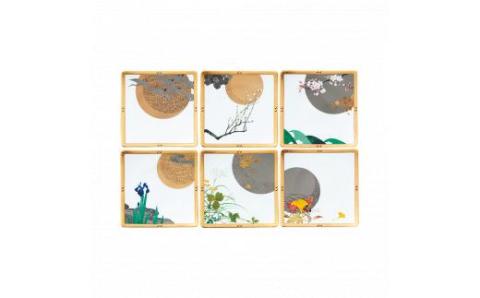 四季彩舞曲15cm菓子皿揃（6枚）（絵変り） 058-H1035