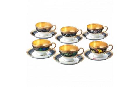 四季彩舞曲ティー・コーヒー碗皿揃（6客）（絵変り） 058-H1039